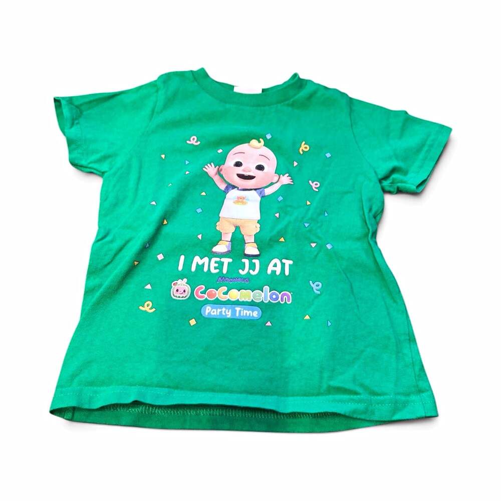 Port & Company Cocomelon JJ Graphic T-Shirt 3T Green Short Sleeve Crew Neck
